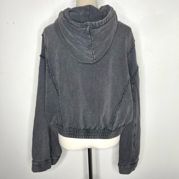FREE PEOPLE Mix Up Sweatshirt Gray Zip Up Hoodie Size XS - Picture 8 of 13